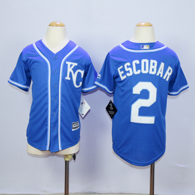 Youth Kansas City Royals #2 Eacobar Blue MLB Jerseys